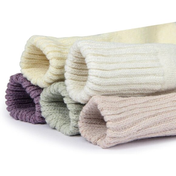 BenSorts Women5 Packs Beige Yellow Green Pink PurpleWinter Thick Warm Boot Socks - Picture 3 of 5